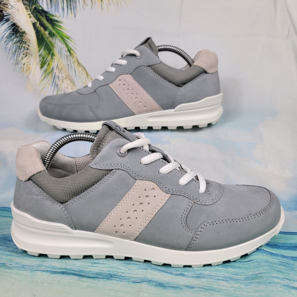Ecco Shoes Cs20 Walking Lace Up Sneakers Gray Leather Low Womens 7